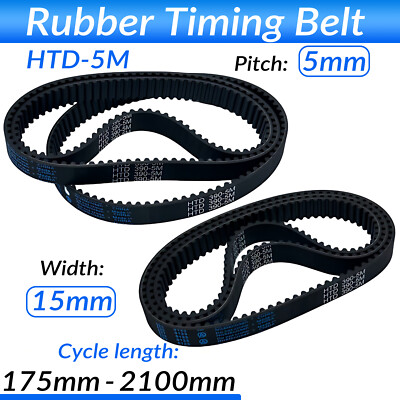 HTD-5M Timing Pulley Belts Pitch 5mm Width 15mm Close Loop CNC Synchronous Belt