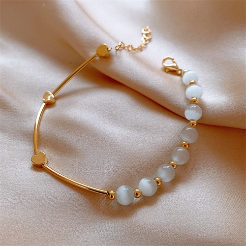 Heart Bracelet Charm Minimalist Crystal Opal Beads Bracelets & Bangles - Picture 6 of 6