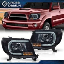 Fit For 2005-2011 Toyota Tacoma 1 Pair LED Tube DRL Projector Headlights