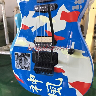 Blue Camo Kamikaze ST Electric Guitars 6-Strings H-S Pickups