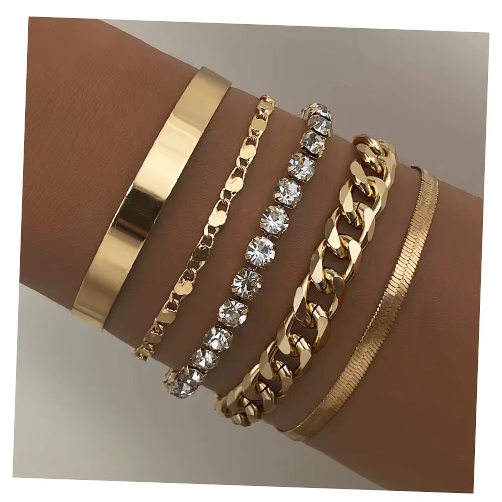 Damen 5 Teile Armband Armreif Set Voll Diamant Armband …