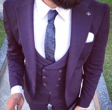 Designer Business Viola Porpora Completo Uomo Giacca Gilet Arredata Slim Fit 48