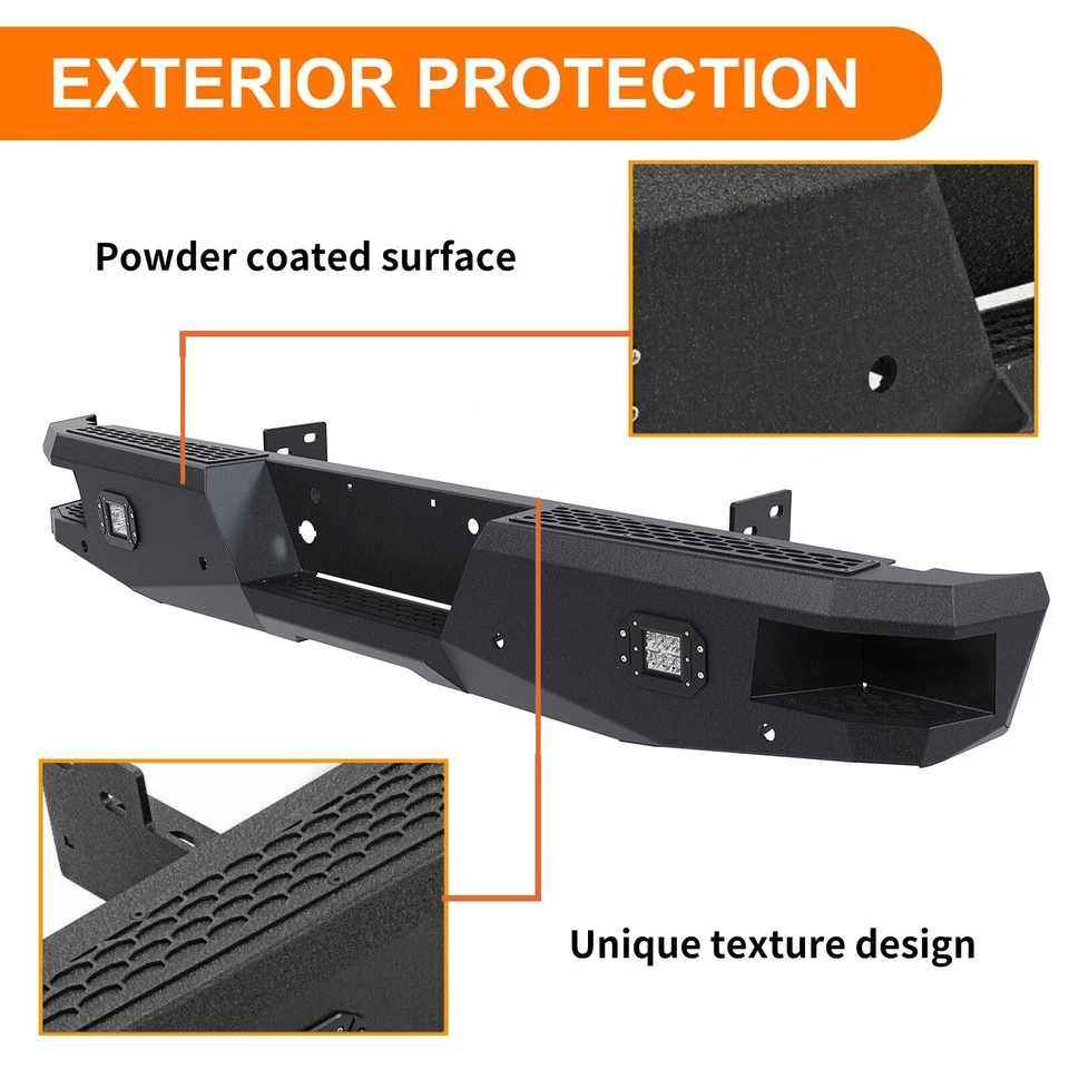 Para 1999-2016 Ford Super Duty F250 F350 Duty para-choque traseiro montado com farol de neblina - Imagem 3 de 4