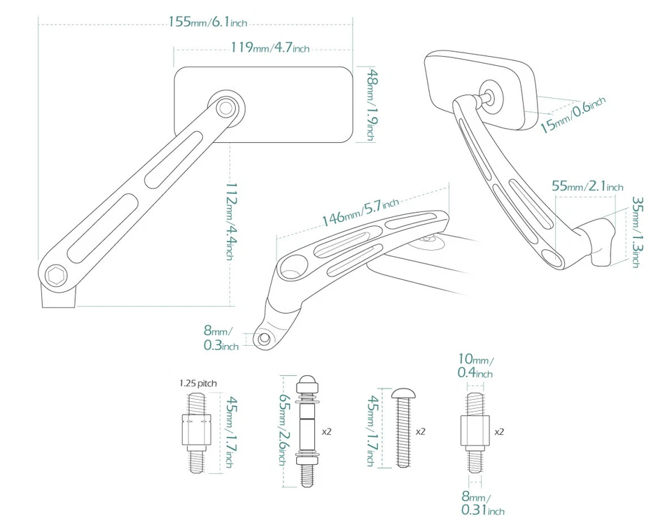 Espejos retrovisores negros pagados de aluminio CNC para Moto Guzzi Aprilia Harley Ducati Foto 2 de 4