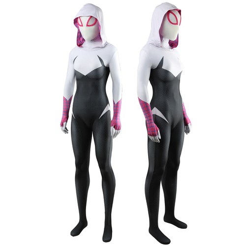 Spider-Gwen Stacy Jumpsuit Girl Cosplay Costume 3D Bodysuit Halloween Adult Kids - Picture 10 of 14