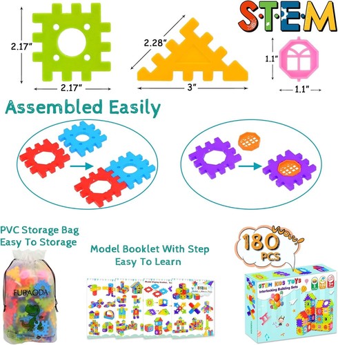 Jumbo Building Blocks for Toddlers 180 Pieces Years Large Stackable Plastic - Picture 3 of 9