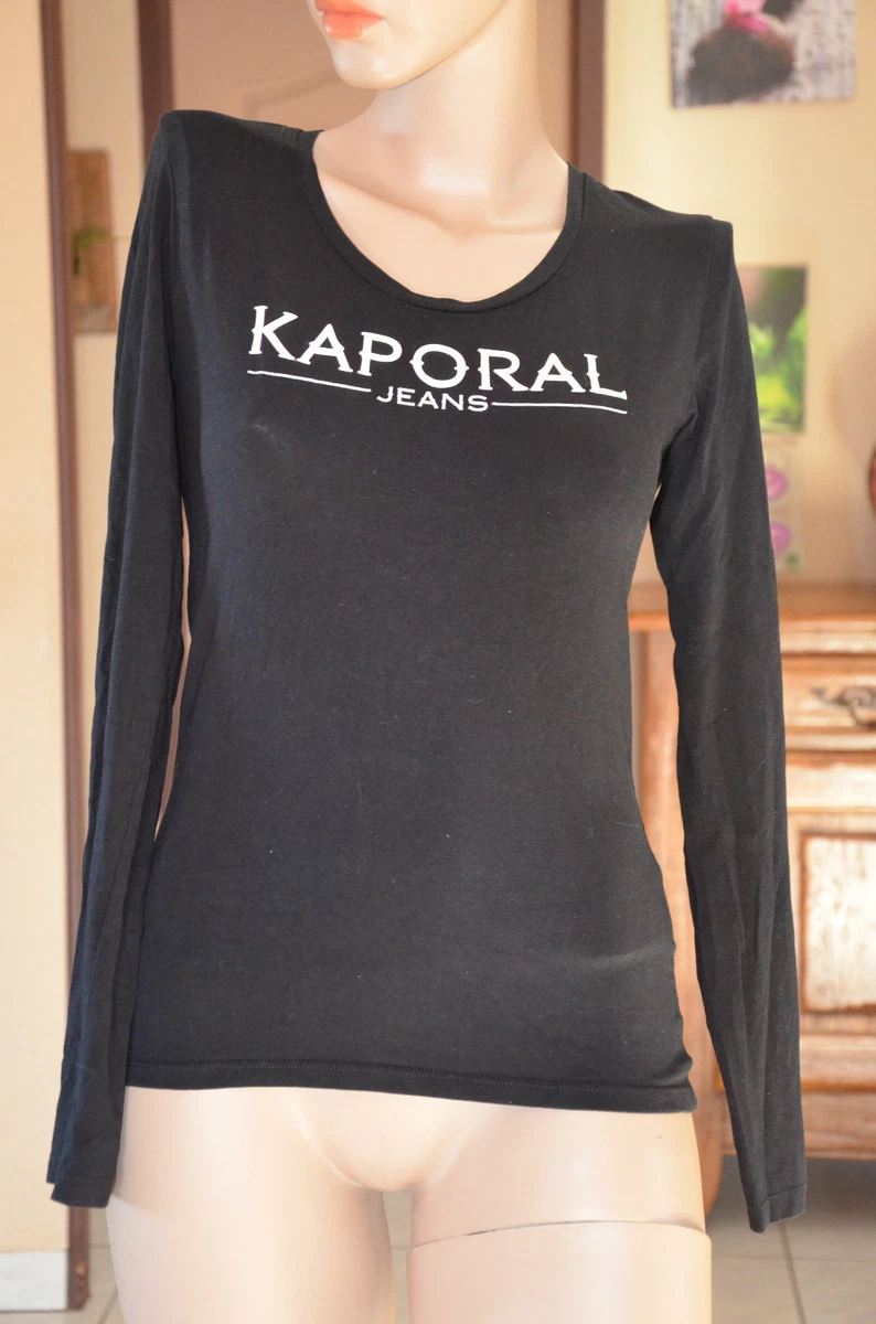 Top Tee-shirt Manches Courtes Kaporal Noir Taille 40 - Occasion Très Bon état