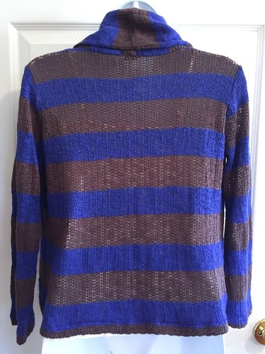 Splendid GIRLS Size 12 Drape Front Open Cardigan Sweater Stripe Blue/Brown - Picture 2 of 8