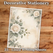 25 Sheets Letter Writing Paper  Antique Florals Stationery - 036