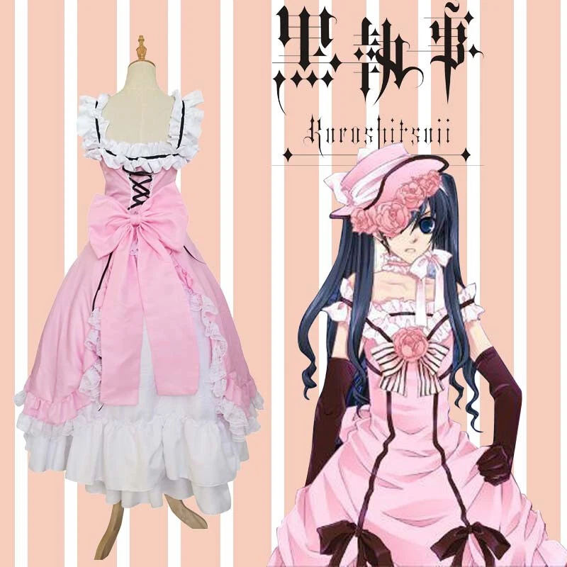 Anime Negro Mayordomo Ciel Colmena Fantasma Vestido de Corte Disfraz Disfraz Rosa Traje de Criada Foto 2 de 4