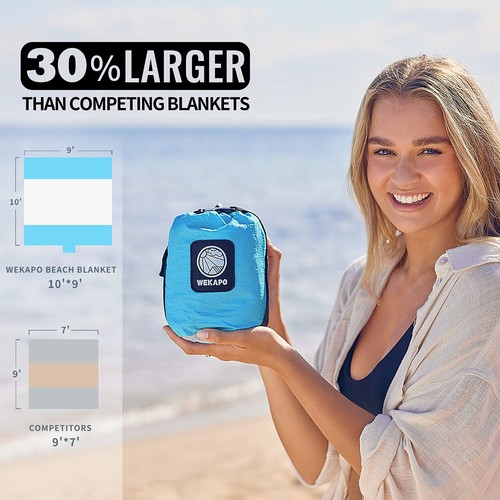 Beach Blanket Sandproof Extra Large Beach Mat Big & Compact Sand Free Mat Qui... - Picture 2 of 8