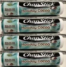 4 Pack ChapStick Holiday Cocoa .15 oz Lip Balm Fresh Sealed Free Shipping