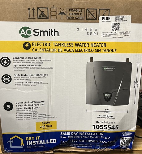 A. O. Smith 240V Tankless Electric Water Heater - 1055545 *New* - Key  Biscayne Magazine