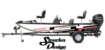 Black Pink Tech Style Jagged Lines Fish Bass Boat Black Decal Wrap USA Vinyl