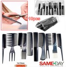 10PC Hairdressing Comb Set Hair Styling Pro Kit Professional Barber Salon Barber