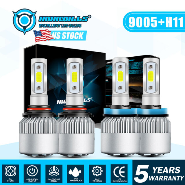 9005 H11 LED Headlight High Low Beam Bulbs Kit Super Bright 6000K 660000LM Lamps