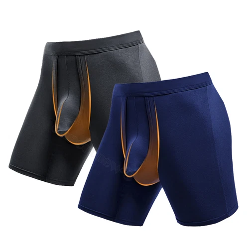 1-3PCS Mens Underwear Dual Pouch Trunks Separation Pouch Bulge Boxer Briefs - Picture 28 of 34
