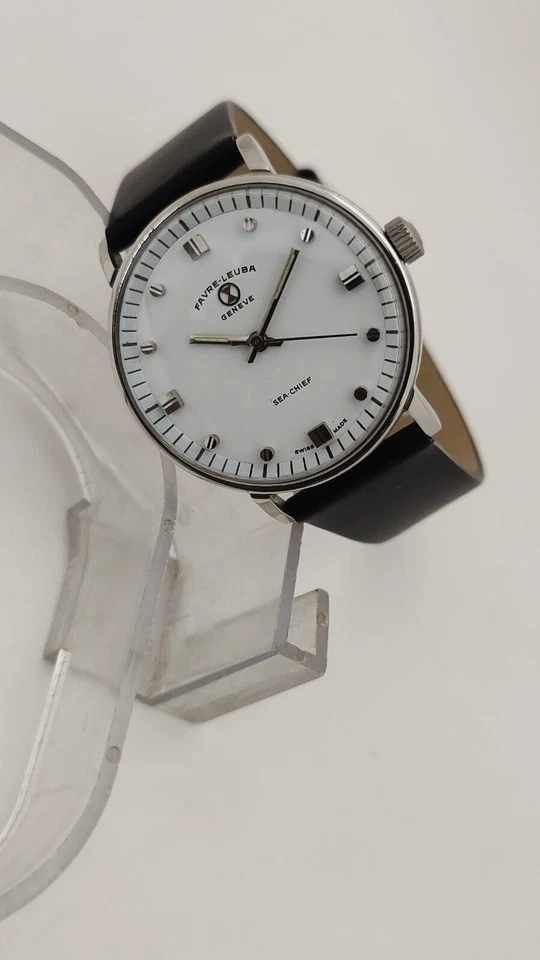 Raro Favre Leuba Geneva Sea-Chief cuerda manual para hombre esfera suiza blanca 81073 Foto 2 de 4