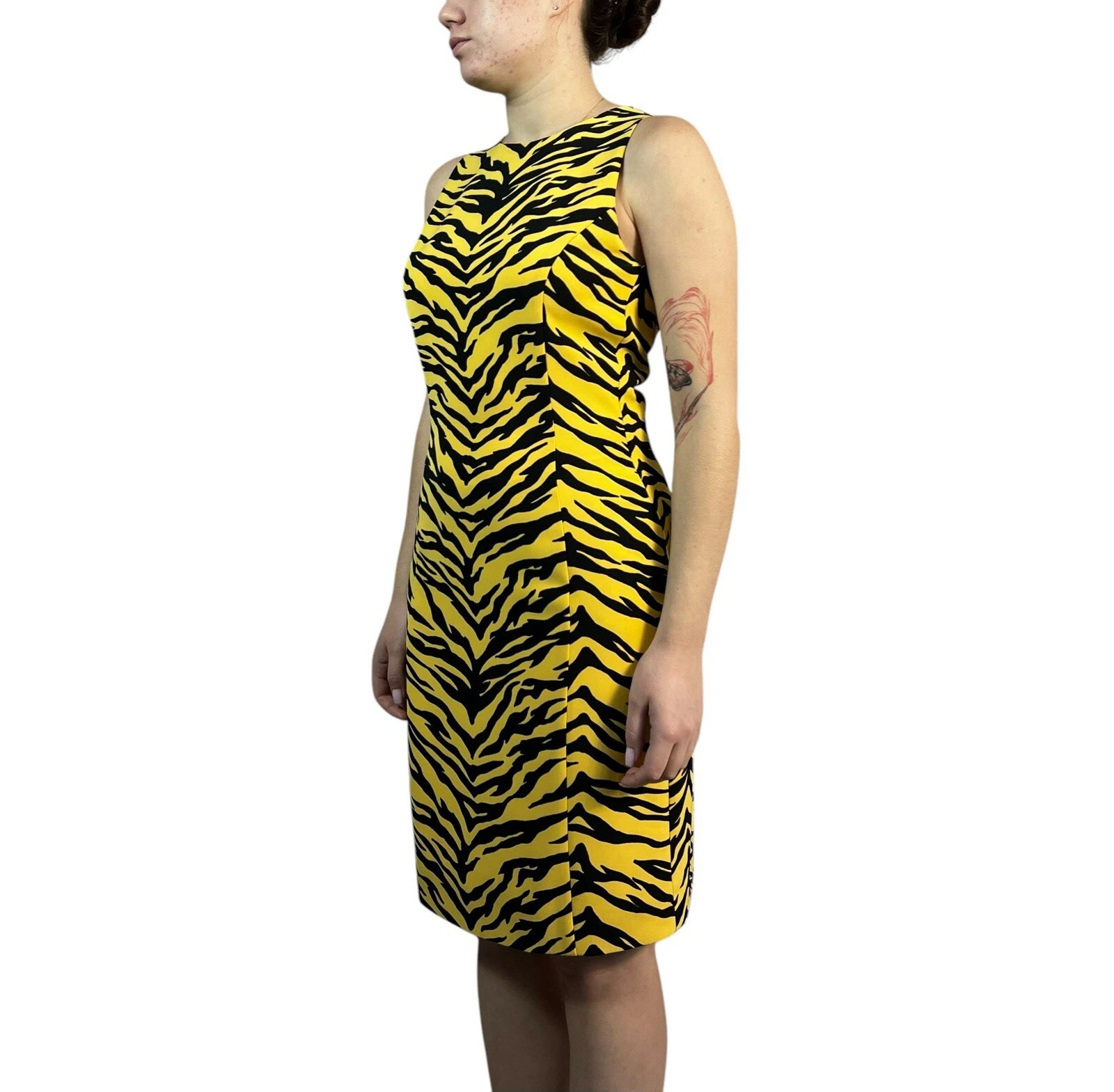 Moschino Mini Abito Donna Economico E Chic Senza Maniche Motivo Animali Giallo Tg 8