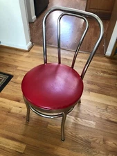 Retro Chrome chairs w/ red seat - Two (2)
