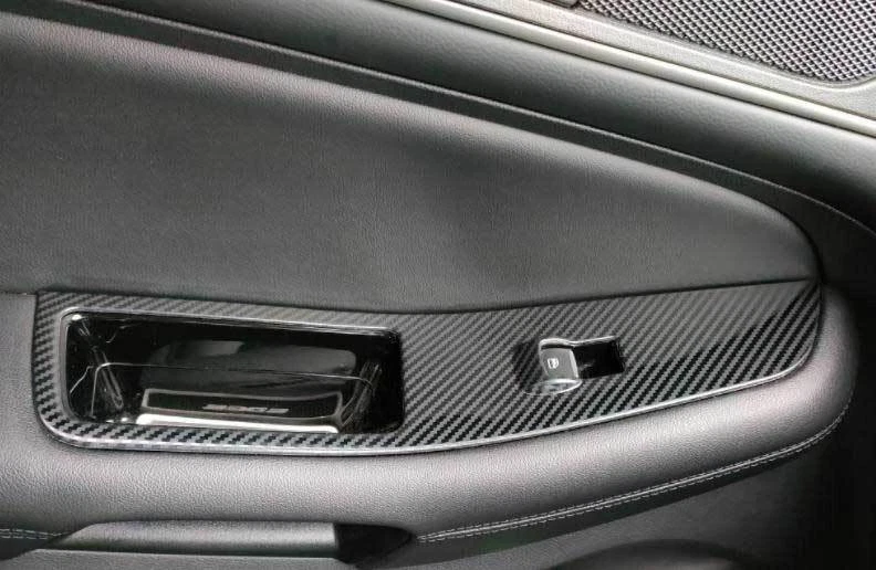 Aço para Ford Edge 2018-2021 trava de janela painel de elevação acabamento moldura 4X fibra de carbono - Imagem 2 de 4