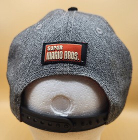 Super Mario Bros Nintendo NES GRAY PIXEL MARIO Flat Bill SnapBack Ball Cap Hat