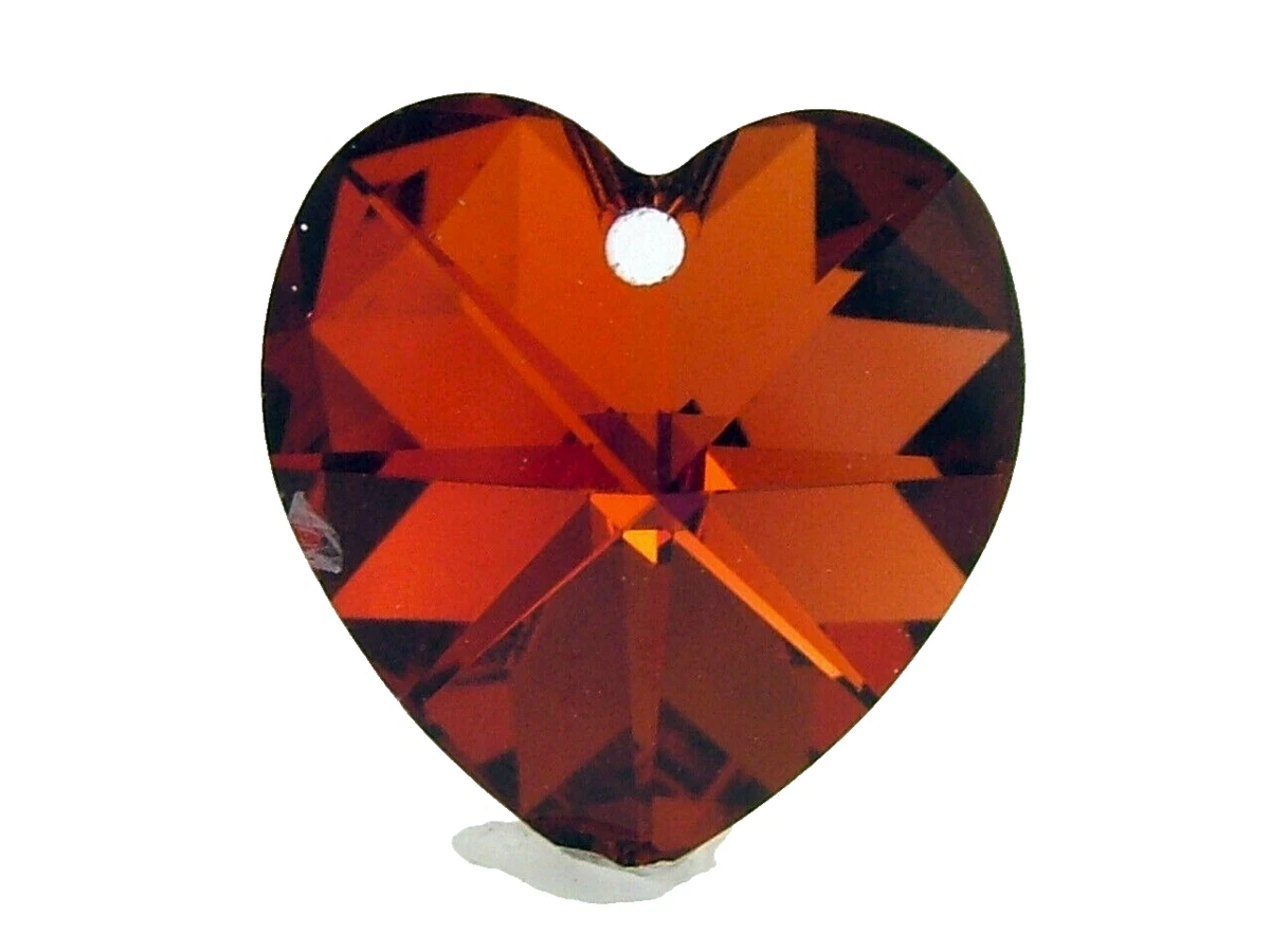 Swarovski 6202 PADPARADSCHA VOLCANO 14mm Heart Pendant 1 pc eBay