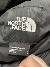 Women's THE NORTH FACE 550 DOWN PUFFER LONG DARK BLACK COAT SZ SMALL  NO HOOD
