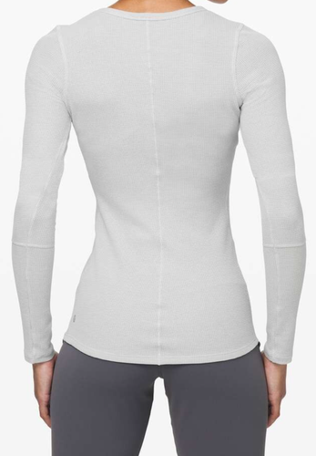 Lululemon Close Call Henley Long Sleeve Heathered Core Ultra Light Grey Sz 6 - Picture 6 of 7