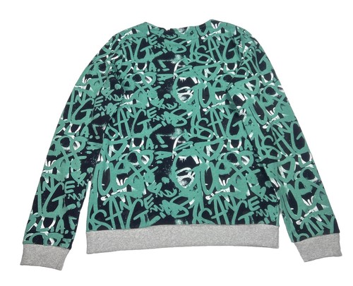 Guess Sweatshirt Boys Size 18 Graffiti Print Pullover Crewneck Soft Active NWT - Picture 2 of 7