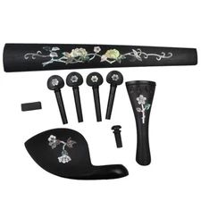Ebony Violin Set Accessories Fingerboard Inlaid Pearl Shell, 4/4 Violin Parts