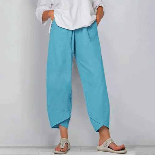 New Womens Ladies Cotton Linen Loose Baggy Casual Harem Pants Trousers Plus Size - Picture 12 of 35