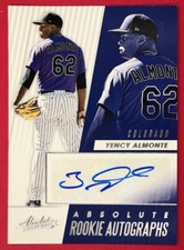 2019 Absolute Rookie Autographs Yency Almonte #28 Colorado Rockies