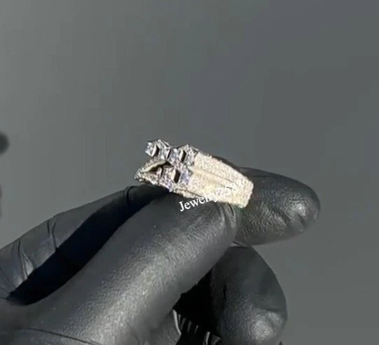 Men's 28 Number Custom Made Ring Natural Moissanite 925 Silver Free Gift Stud - Image 4 of 4