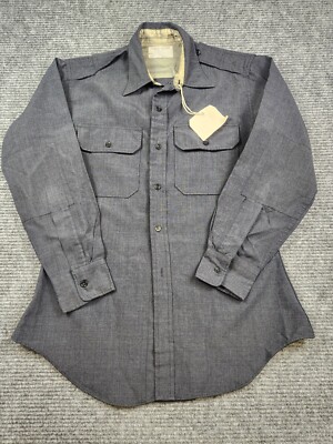 Cadet Store West Point Men's Long Sleeve Button Down Gray Shirt Sz L See Measure