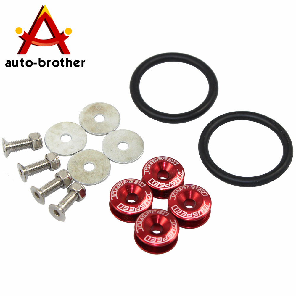 Red Bumper Quick Release Fasteners Kit W/ 2 O-Rings For Car Trunk Fender Hatch