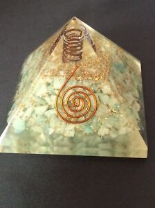LARGE 70MM AMAZONITE CRYSTAL ORGONE PYRAMID. ORGONITE,CLEARS EMF 5G EASES STRESS