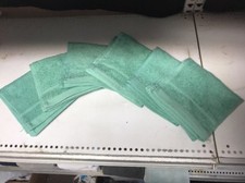 Lot Of 6 Threshold  Hand Towels Batik Green Solid  13x13  Wash Cloth Botanic