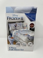 Disney Frozen II 4 Piece Microfiber Full Sheet Set- Olaf's Adventure-New