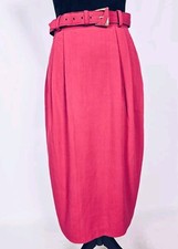 Claude Vintage Hot Pink Belted Midi Pencil Skirt