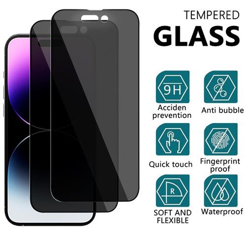 2-PACK For iPhone 16 Plus 15 14 13 12 11 Pro Max XR Privacy Screen Protectors - Picture 37 of 39