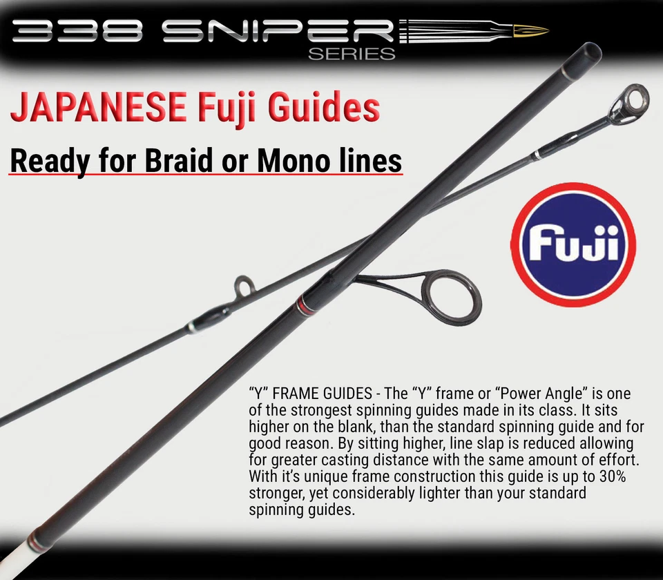 Caña de pescar giratoria SNIPER 6'6" JAPONESA Toray grafito guías FUJI y asiento de carrete Foto 2 de 4