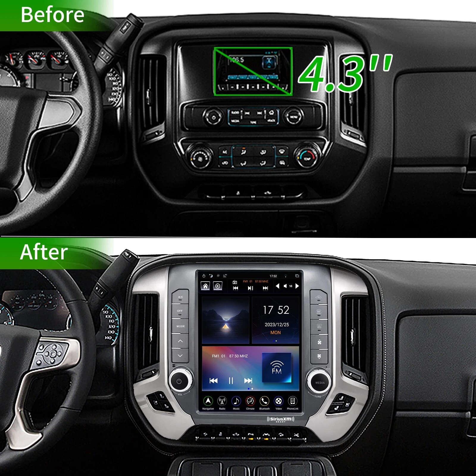 CAR RADIO STEREO GPS CARPLAY HVAC FOR 2014-2019 CHEVROLET SILVERADO GMC SIERRA - Picture 2 of 15