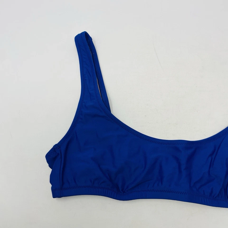 Blusa de biquíni J Crew feminina tamanho médio herança gola redonda azul BX611 US$ 75 2732 - Imagem 3 de 4