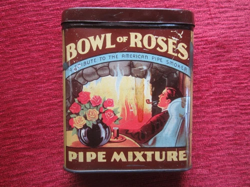 Vintage 1930's Bowl of Roses Pipe Mixture Tobacco  Pocket Tin