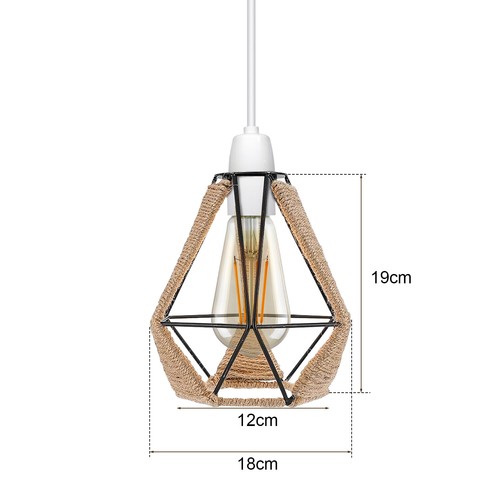 Metal Pendant Light Shade Ceiling Industrial Geometric Wire Cage Lampshade Decor - Picture 49 of 59