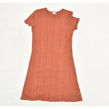 American Eagle Women T Shirt Dress Short Sleeve Stripe Polyester Orange Size XS