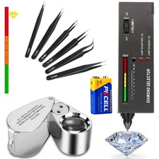 Diamond Tester Pen, 40X Full Metal Jewelers Eye Loupe,6PCS Precision Black
