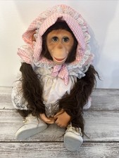 VTG Rubber Faced Monkey Doll, Synthetic Hair, Handmade Outfit, Shoes 20  
