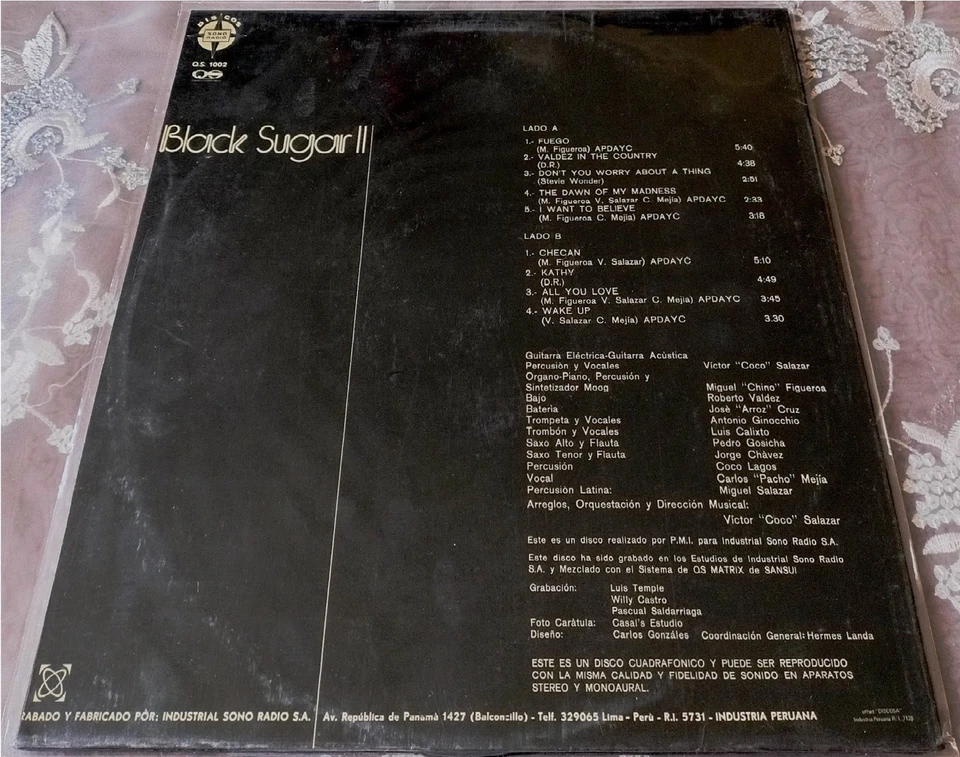 BLACK SUGAR "Black Sugar II" PERUVIAN SOUL, FUNK, JAZZ ROCK, LATIN ROCK, Lp (Vg+ - Image 2 of 4